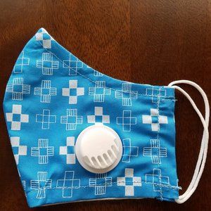 Face Mask ADULT Airflow Valve Blue & Crosses